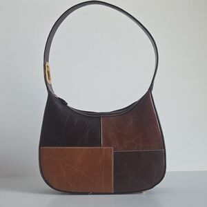 Elegant Brown Patchwork Shoulder Bag
